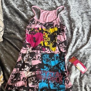 Rock Graphic Pink and Black Mini Dress